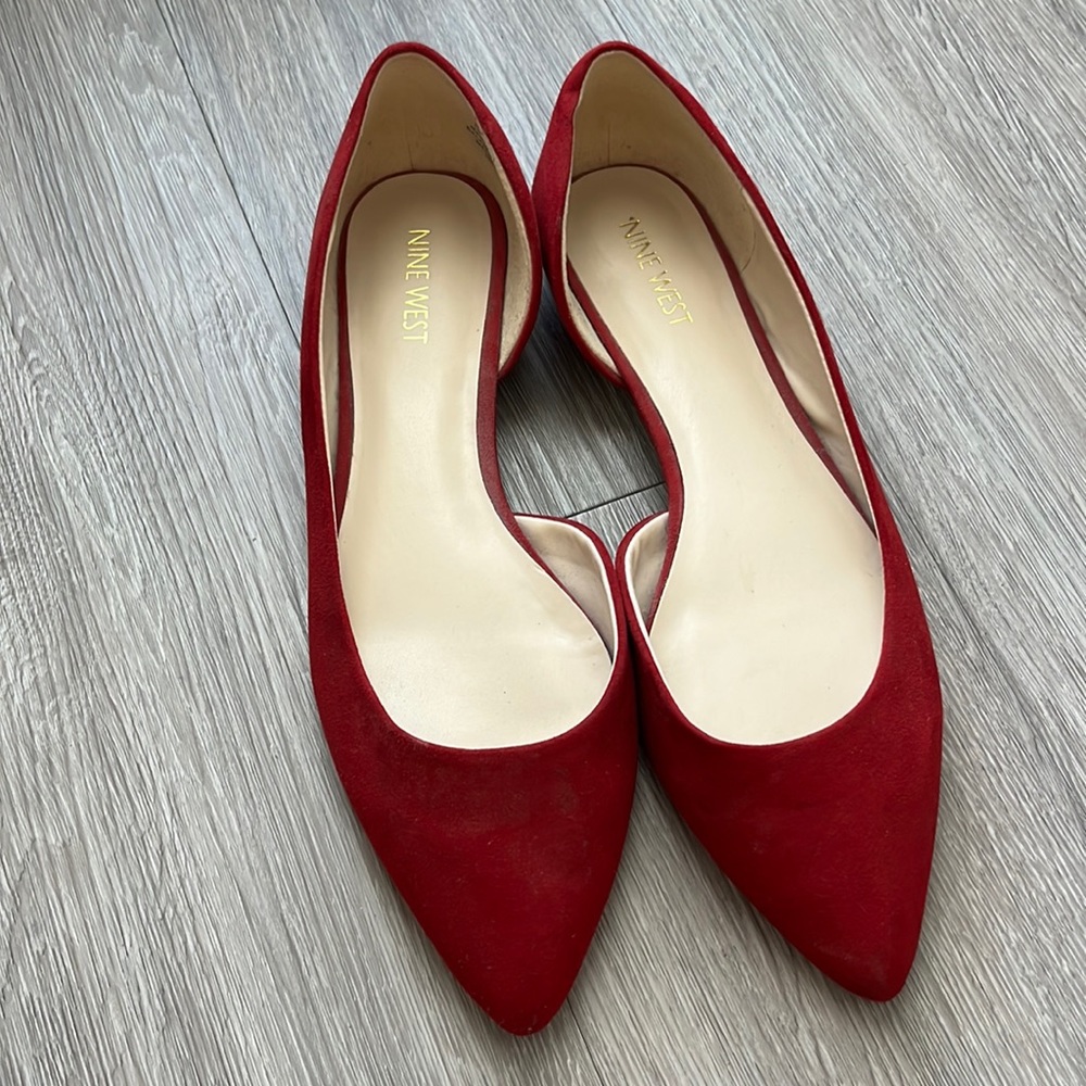 Nine West red suede flats